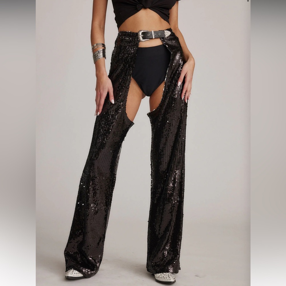12th Tribe Hartley Black Sequin Chaps